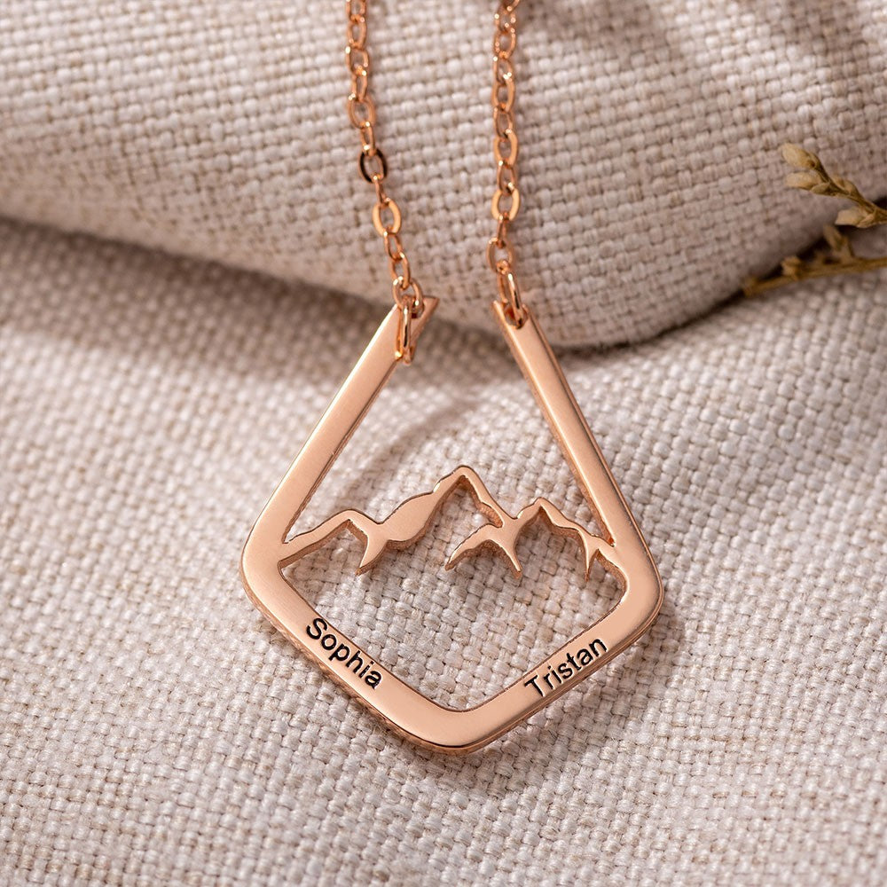 Sterling Silver 925 Dainty Ring Holder Necklace with Mountain Design, Custom Geometric Ring Keeper Simple Jewelry Gift for Her/Womens/Girls Mothers/Doctor/Nurse