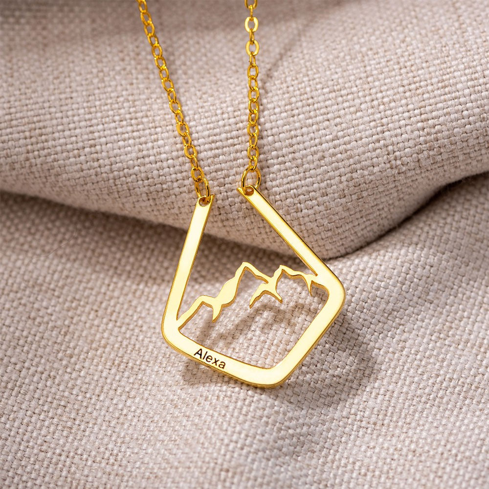 Sterling Silver 925 Dainty Ring Holder Necklace with Mountain Design, Custom Geometric Ring Keeper Simple Jewelry Gift for Her/Womens/Girls Mothers/Doctor/Nurse