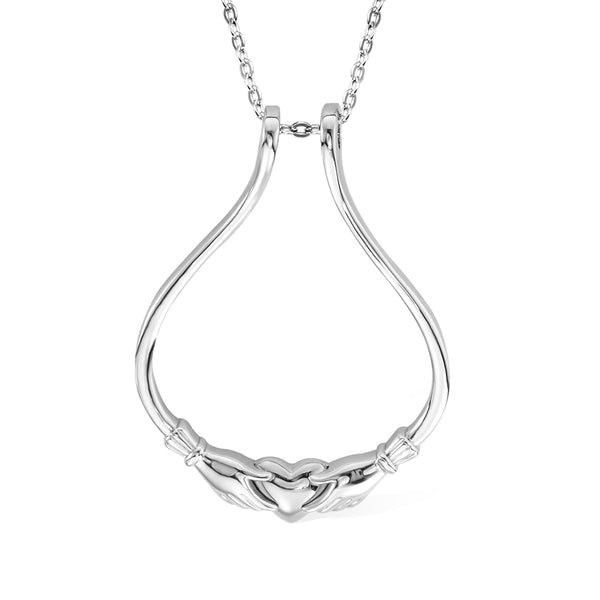 Ring Holder Necklace with Claddagh Heart, Sterling Silver Ring Keeper, Vintage Engagement Wedding Ring Necklace Holder, Gift for Wife/Girlfriend