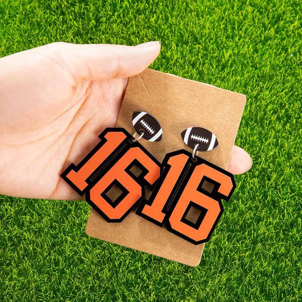 Custom Player Number Earrings, Sport Number Earrings with Baseball/Football/Soccer/Volleyball, Gift for Sports Lovers/Mom/Fans
