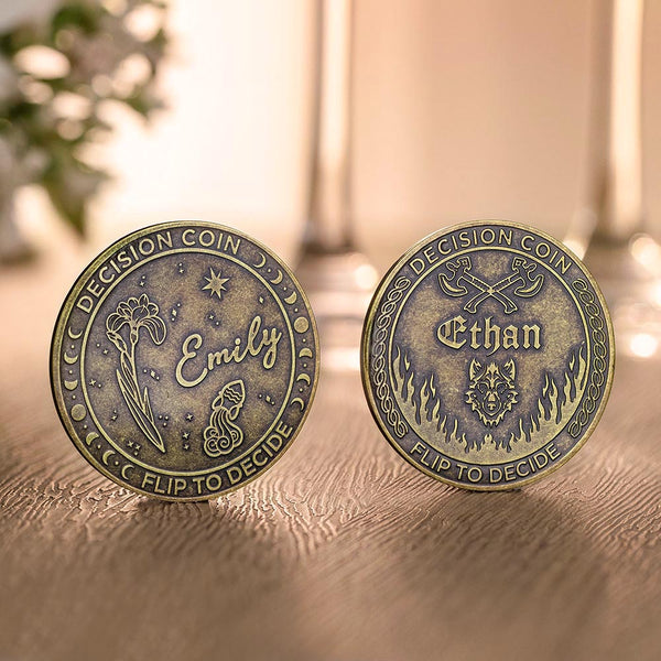 Custom Flip to Decide Decision Coin, Mental Couple's Flipping Coin Decision Maker, Argument Solver, Anniversary Engraved Gift for Her/Him, Couple Gift