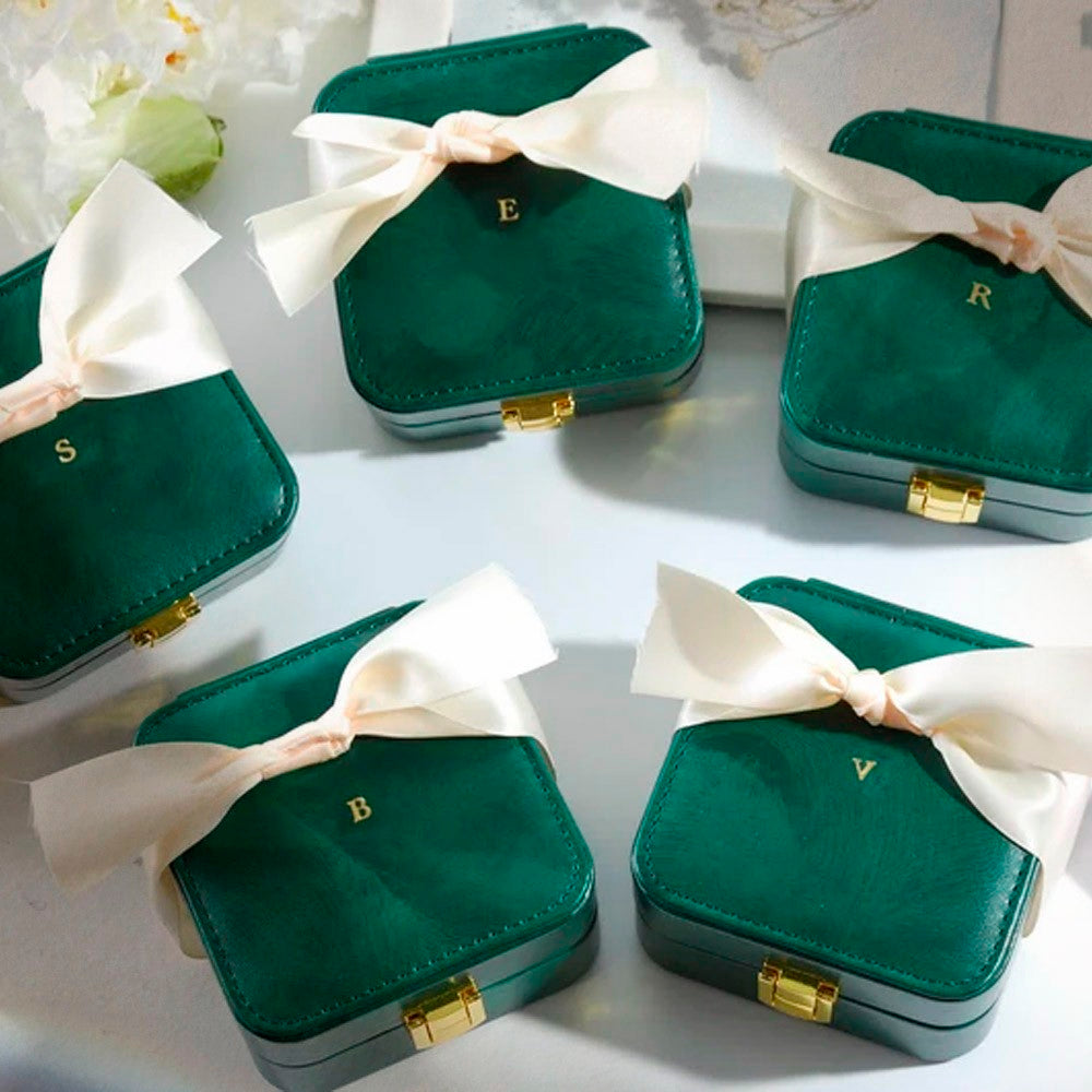 Monogrammed Travel Jewelry Case, Personalized Leather Jewelry Box Organizer, Jewelry Display Cases, Ring/Necklace/Bracelet/Earrings Holder Box