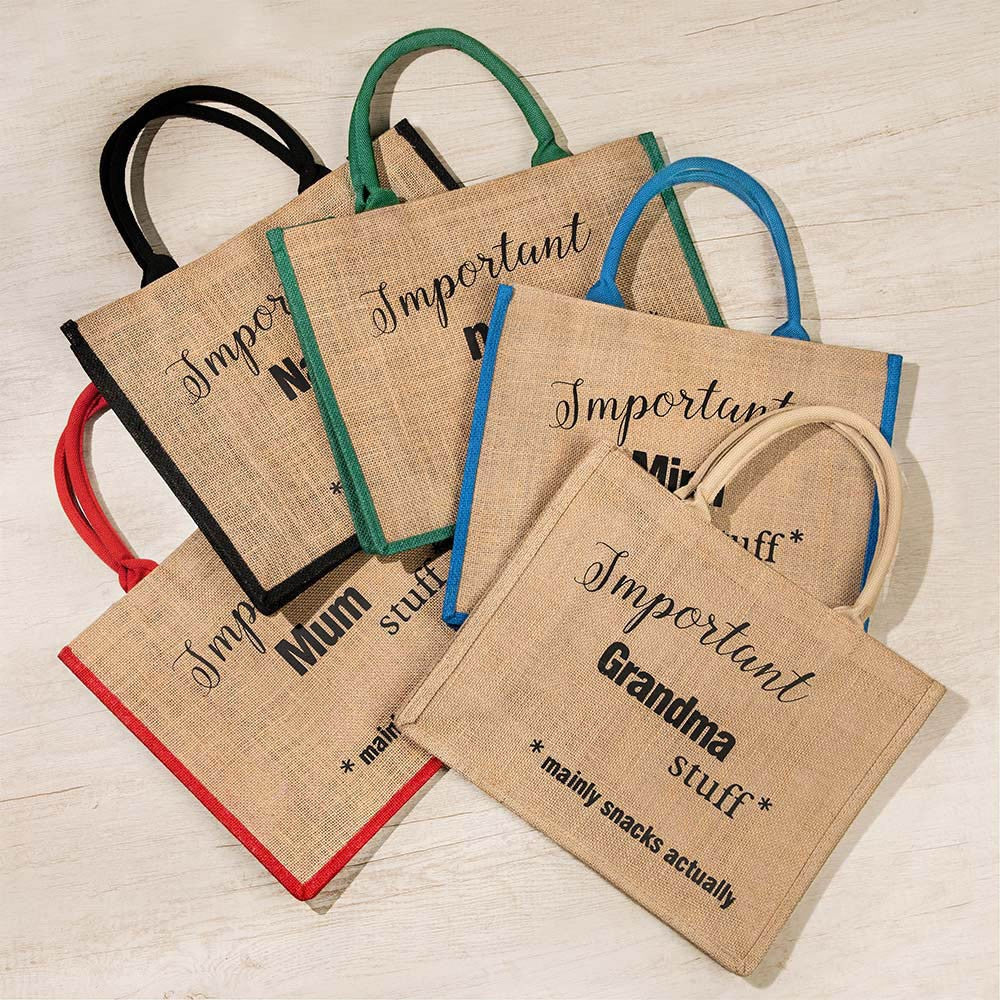 Important Nana Bag, Custom Name Nana Flax Shopping Bag, Funny Keepsake Shopping Tote, Mother's Day/Birthday/Christmas Gift for Mother/Grandma/Wife
