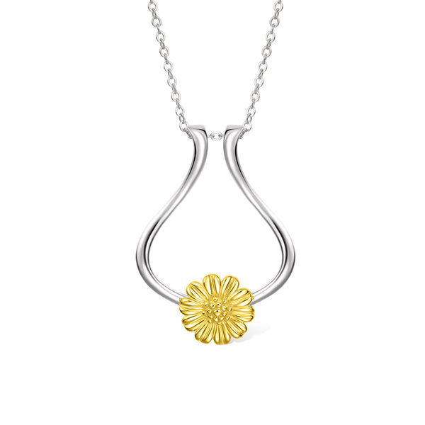 Brass Necklace, Ring Holder Necklace,  Ring Keeper with Sunflower, Engagement Wedding Ring Necklace Holder, Gift for Wife Girlfriend