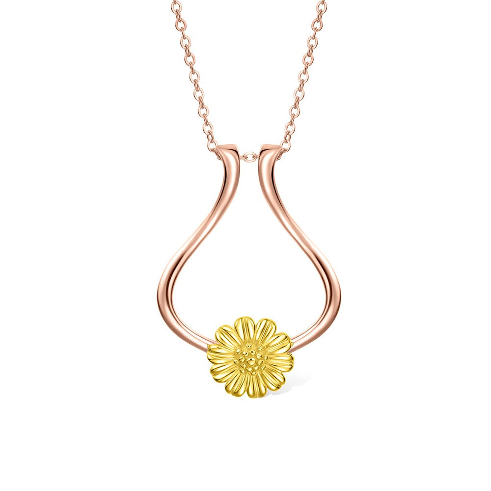 Brass Necklace, Ring Holder Necklace,  Ring Keeper with Sunflower, Engagement Wedding Ring Necklace Holder, Gift for Wife Girlfriend