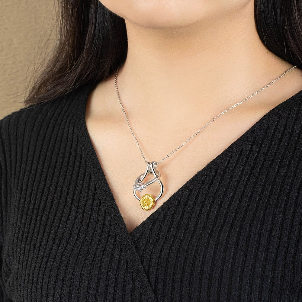 Brass Necklace, Ring Holder Necklace,  Ring Keeper with Sunflower, Engagement Wedding Ring Necklace Holder, Gift for Wife Girlfriend