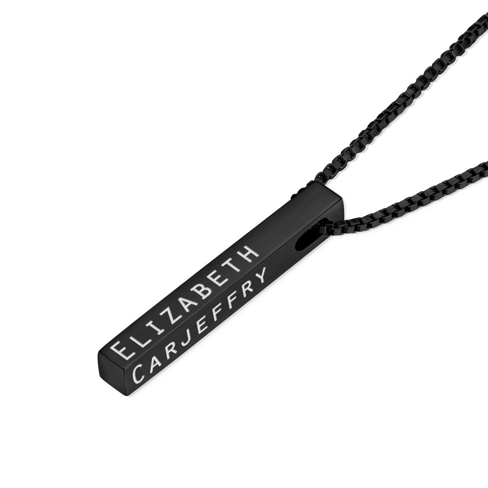 Sterling Silver 925 Jewelry, Custom Engraved 4 Sides Bar Necklace,  Birthday/Anniversary/Valentine's Day/Mother's Day Gift for Her