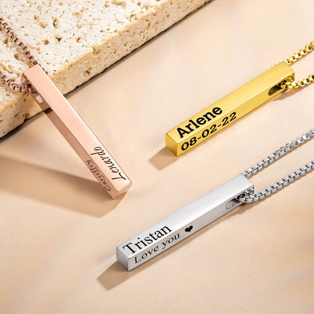 Custom Engraved 4 Sides Bar Necklace
