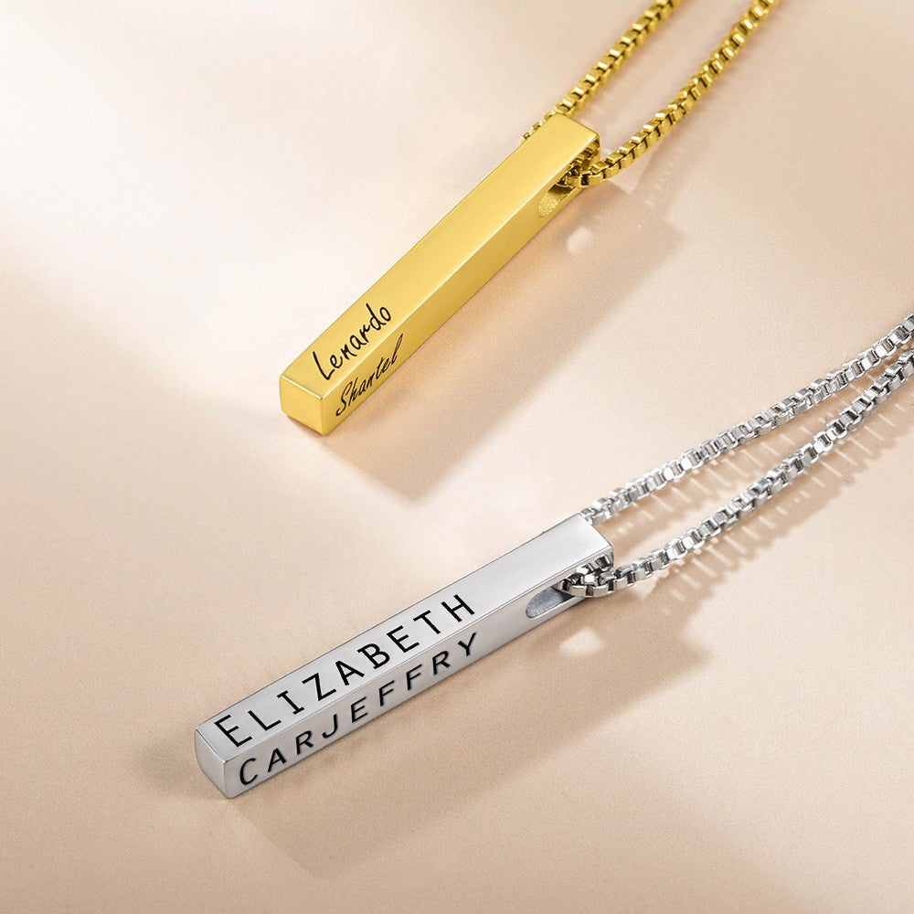 Custom Engraved 4 Sides Bar Necklace