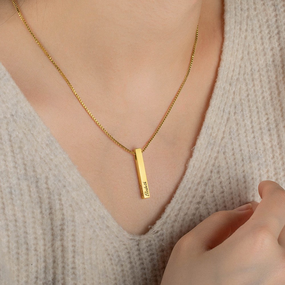 Custom Engraved 4 Sides Bar Necklace