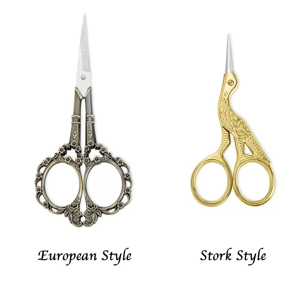 Custom European/Stork Style Scissor with Engraved Wood Magnetic Box, Vintage Art Embroidery Scissors, Needlework Small Sewing Scissors, Gift for Women