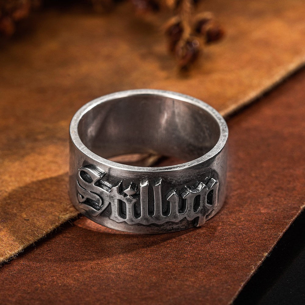 Personalized Gothic Name Ring, Old English Style Ring, BrassRing, Tattoo Style Font Gothic Name Ring, Gift for Him
