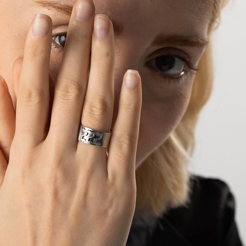 Personalized Gothic Name Ring, Old English Style Ring, Sterling Silver 925 Ring, Tattoo Style Font Gothic Name Ring, Gift for Him