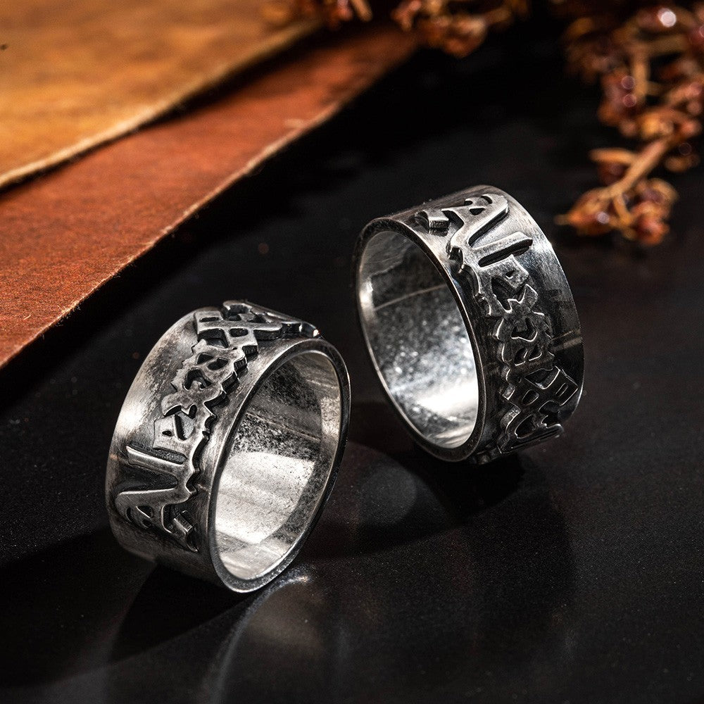 Personalized Gothic Name Ring, Old English Style Ring, Sterling Silver 925 Ring, Tattoo Style Font Gothic Name Ring, Gift for Him