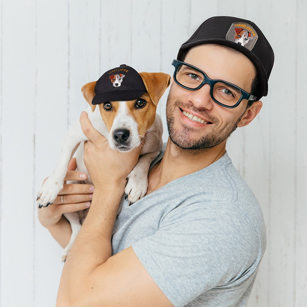 Custom Embroidery Name Baseball Cap, Set of 2, Dog Hat & Dog Mom Hat, Adjustable Dog Hat with Ear Hole, Gift for Dog Mom/Dog Dad/Dog Lover