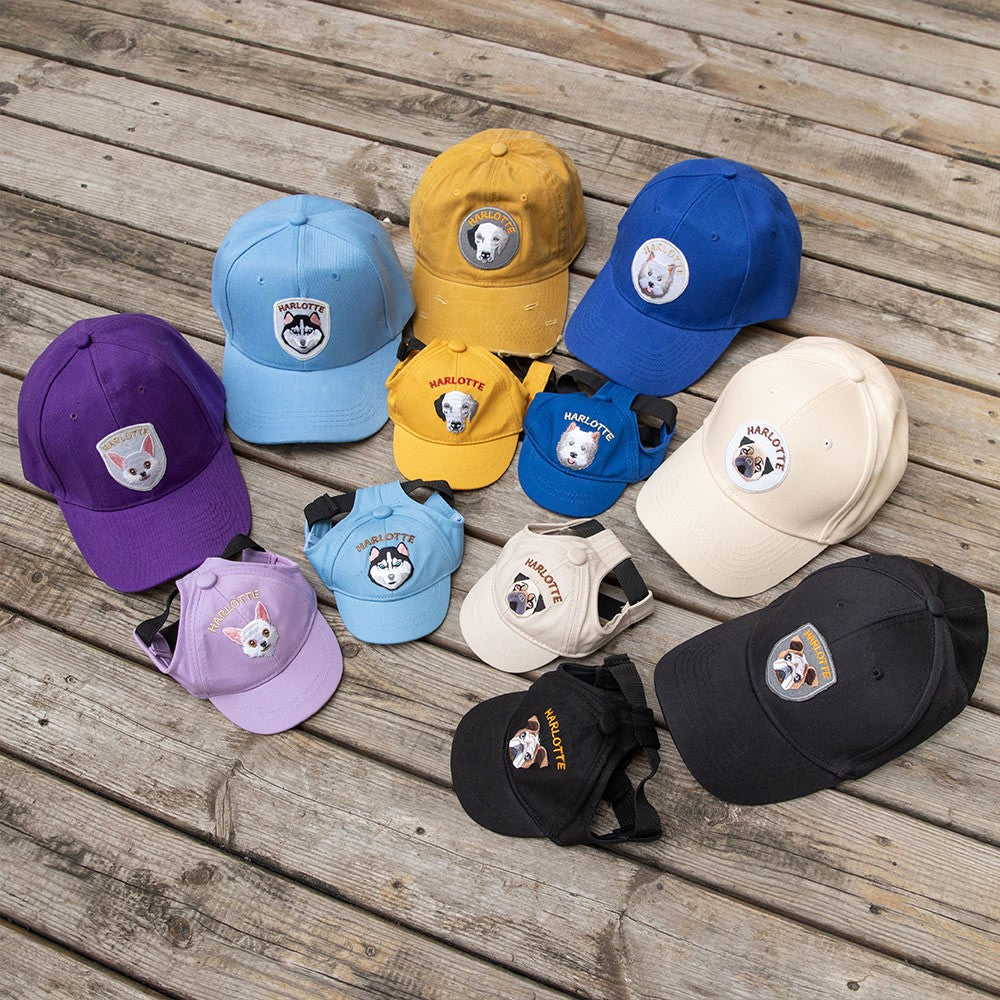 Custom Embroidery Name Baseball Cap, Set of 2, Dog Hat & Dog Mom Hat, Adjustable Dog Hat with Ear Hole, Gift for Dog Mom/Dog Dad/Dog Lover