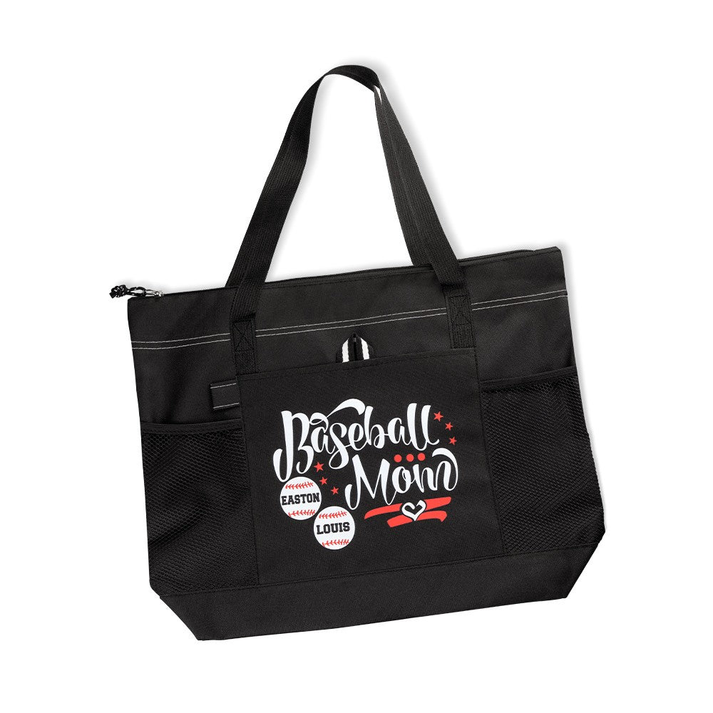 Custom Name Baseball/Softball Mom Lightweight Tote Bag, Canvas Sports Tote Bag, Birthday/Mother's Day Gift for Baseball Mom, Softball Mom