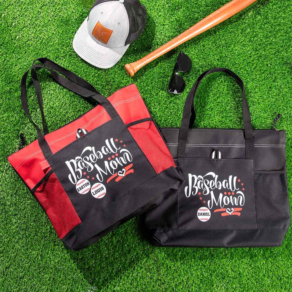 Custom Name Baseball/Softball Mom Lightweight Tote Bag, Canvas Sports Tote Bag, Birthday/Mother's Day Gift for Baseball Mom, Softball Mom