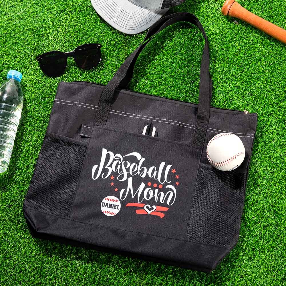 Custom Name Baseball/Softball Mom Lightweight Tote Bag, Canvas Sports Tote Bag, Birthday/Mother's Day Gift for Baseball Mom, Softball Mom