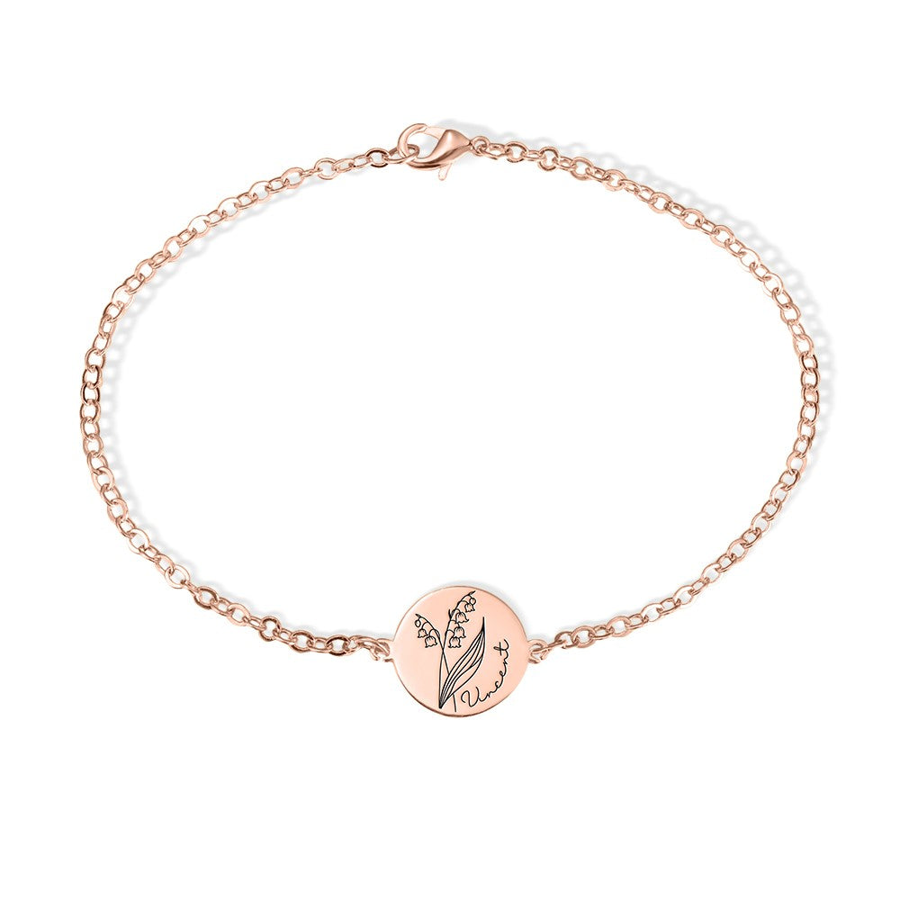 Sterling Silver 925 Bracelet, Custom Name & Birth Flower Bracelet, Women's Jewelry, Mother's Day Gift, Birthday Gift for Her, Bridesmaid Gift