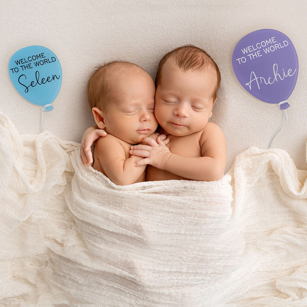 Personalized Balloon Newborn Acrylic Disc Plaque, Custom Name Baby Birth Announcement Sign, Welcome to the World Newborn Photo Prop, Baby Shower Gift