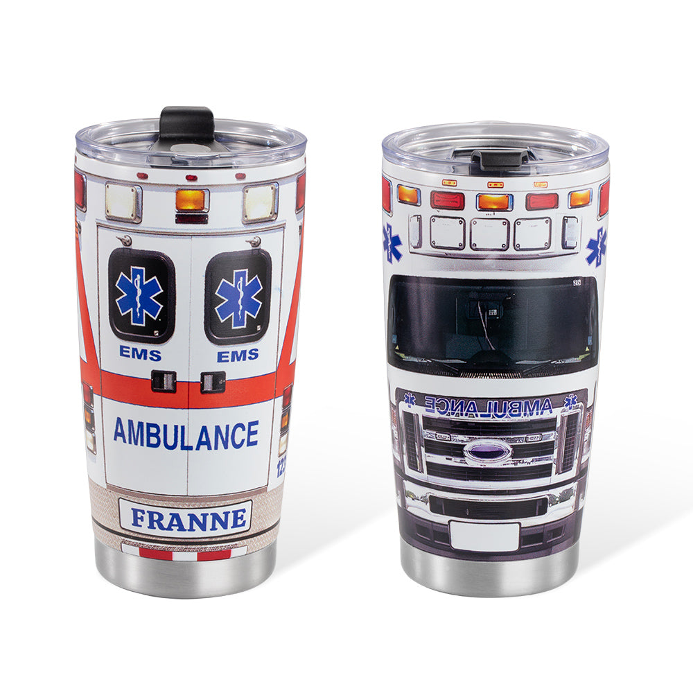 Custom Name Ambulance Tumbler, Ambulance Driver Tumbler, Stainless Steel Tumblers, Paramedic Coffee Travel Mug, Ems Week Gift, Appreciation Gift cup