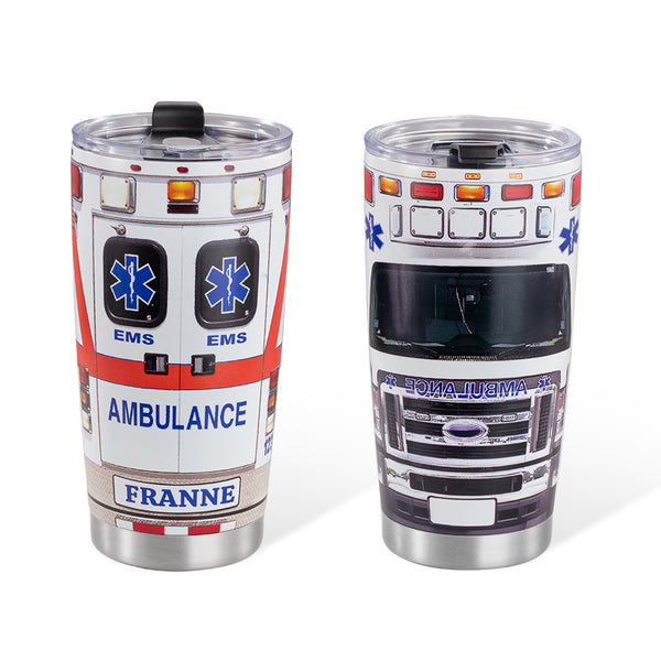 Custom Name Ambulance Tumbler, Ambulance Driver Tumbler, Stainless Steel Tumblers, Paramedic Coffee Travel Mug, Ems Week Gift, Appreciation Gift cup