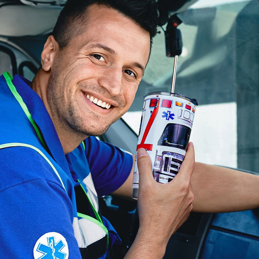 Custom Name Ambulance Tumbler, Ambulance Driver Tumbler, Stainless Steel Tumblers, Paramedic Coffee Travel Mug, Ems Week Gift, Appreciation Gift cup