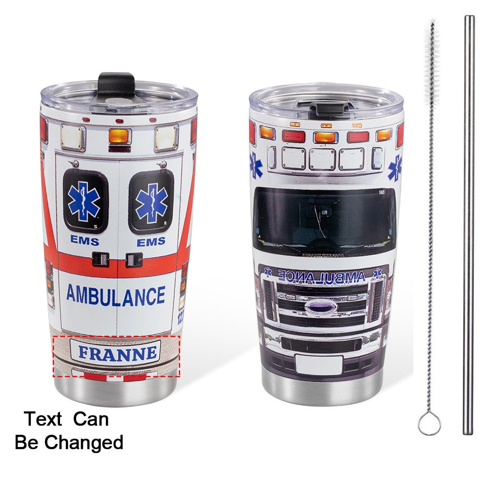 Custom Name Ambulance Tumbler, Ambulance Driver Tumbler, Stainless Steel Tumblers, Paramedic Coffee Travel Mug, Ems Week Gift, Appreciation Gift cup