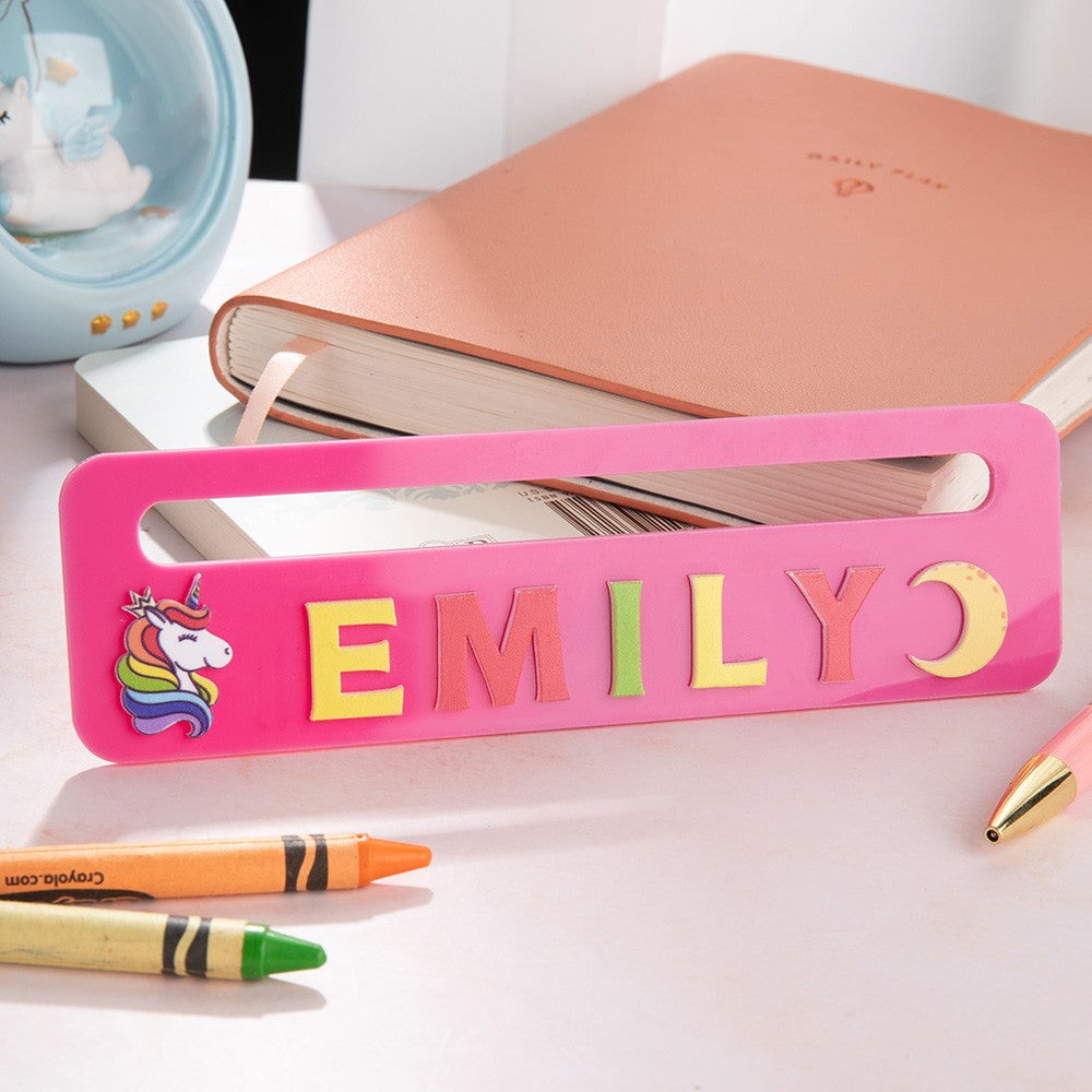 Custom Name Two-Tone Reading Aid, Cartoon Reading Tool, Book Accessory, Acrylic Bookmark, Back to School Gift, Birthday/Christmas Gift for Kids