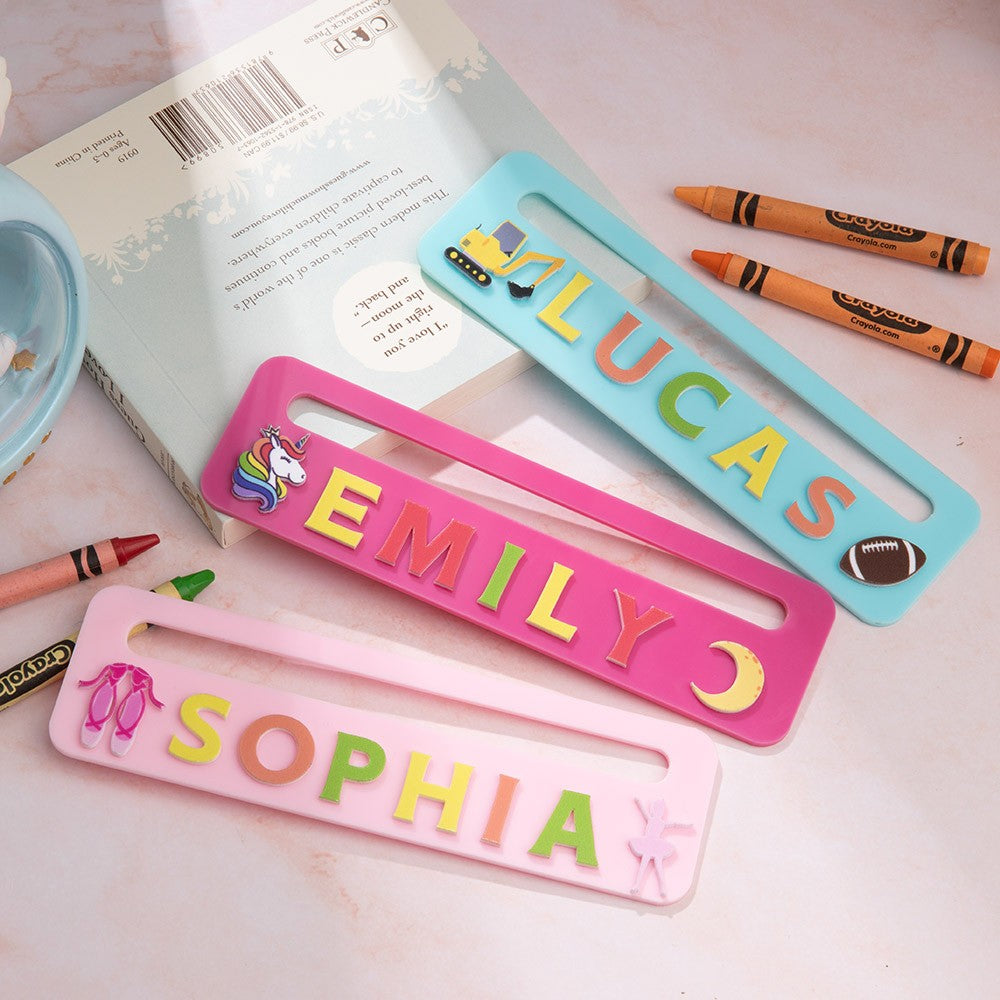 Custom Name Two-Tone Reading Aid, Cartoon Reading Tool, Book Accessory, Acrylic Bookmark, Back to School Gift, Birthday/Christmas Gift for Kids