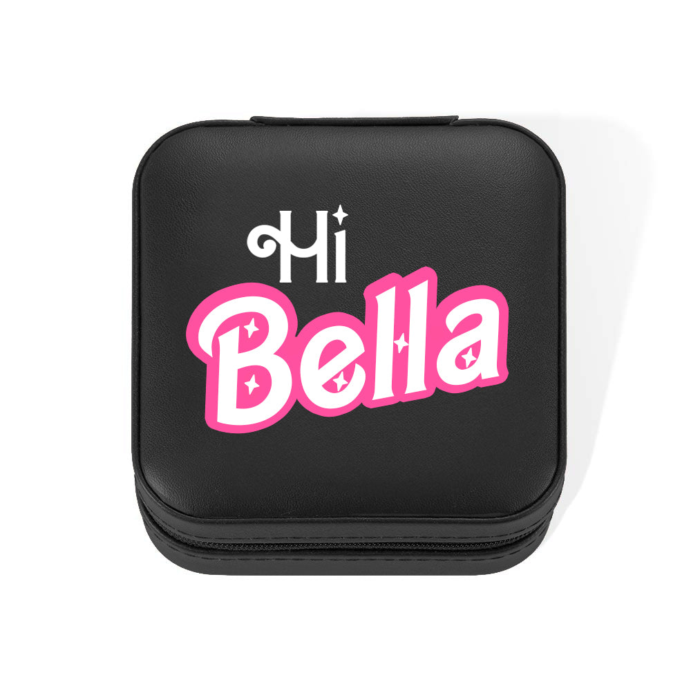 Custom Name Pink Style Jewelry Box, Portable Jewelry Travel Case Organizer Box, Birthday/Wedding/Bachelorette Party Gift for Mother/Wife/Bridesmaids