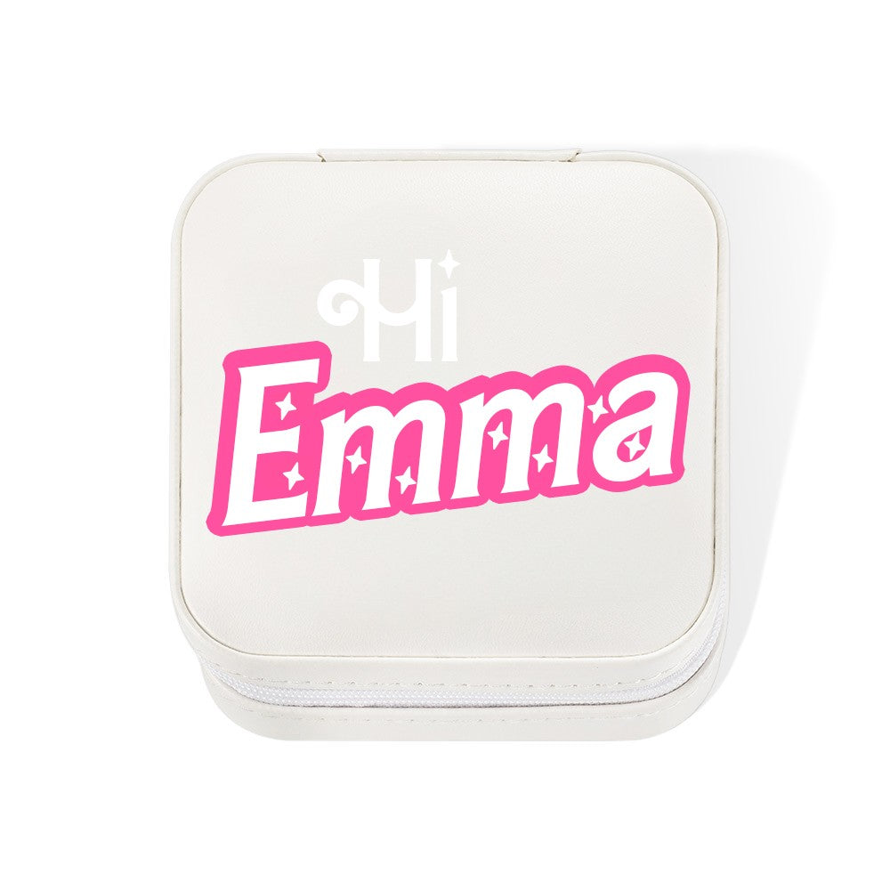 Custom Name Pink Style Jewelry Box, Portable Jewelry Travel Case Organizer Box, Birthday/Wedding/Bachelorette Party Gift for Mother/Wife/Bridesmaids
