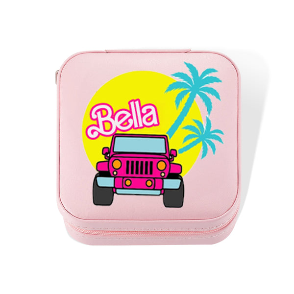 Personalized Pink Style Jewelry Box, Custom Let's Go Party Jewelry Travel Case Organizer Box, Birthday/Wedding/Party Gift for Mother/Wife/Bridesmaids
