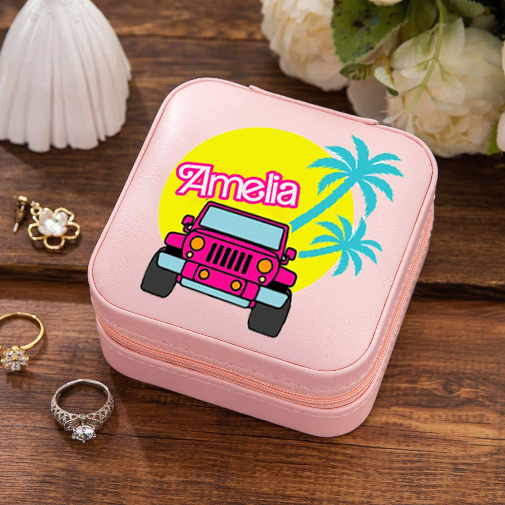Personalized Pink Style Jewelry Box, Custom Let's Go Party Jewelry Travel Case Organizer Box, Birthday/Wedding/Party Gift for Mother/Wife/Bridesmaids