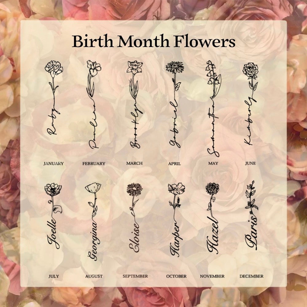 Custom Name Birth Flower Bookmark with Tassel, Personalized Wooden Floral Engraved Bookmark, Mother's Day/Christmas Gift for Mom/Grandma/Women