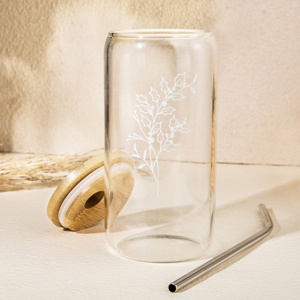 Personalized Birth Flower Iced Coffee Cup, Custom Name Glass, Tumbler with Lid and Straw, Bridesmaid Proposal Box Idea, Wedding Favor, Gift for Her