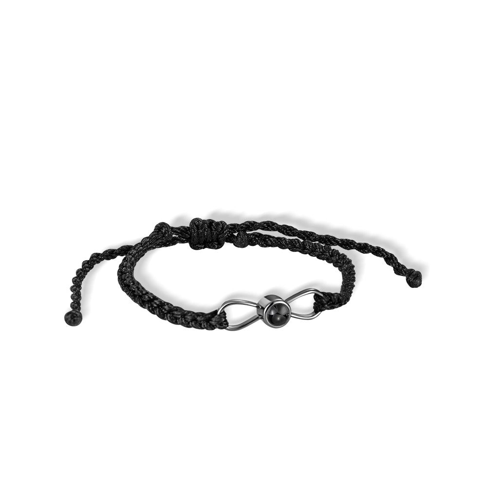 Custom Infinity Projection Braided Bracelet, I Love You in 100 Languages Adjustable Bracelet, Minimalist Photo Jewelry, Gift for Couple/Family/Friends