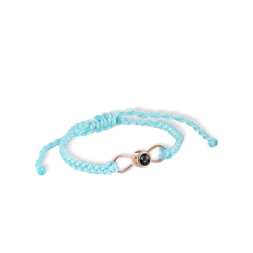 Custom Infinity Projection Braided Bracelet, I Love You in 100 Languages Adjustable Bracelet, Minimalist Photo Jewelry, Gift for Couple/Family/Friends