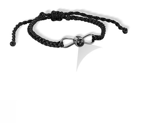 Custom Infinity Projection Braided Bracelet, I Love You in 100 Languages Adjustable Bracelet, Minimalist Photo Jewelry, Gift for Couple/Family/Friends