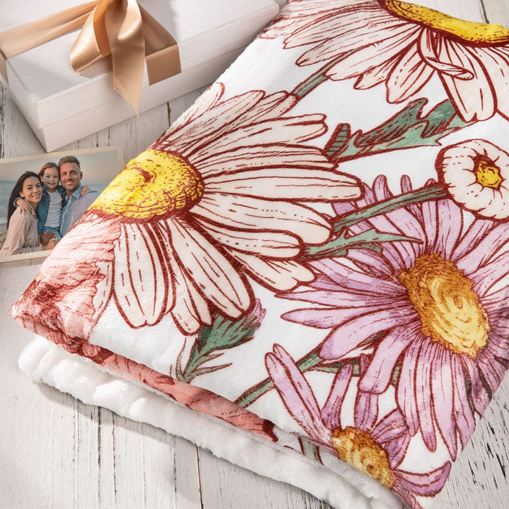 Personalized Mom's Garden Blanket with Name & Birth Flower, Floral Garden Blanket, Birthday/Mother's Day Gift for Mom/Grandma from Kids/Grandkids