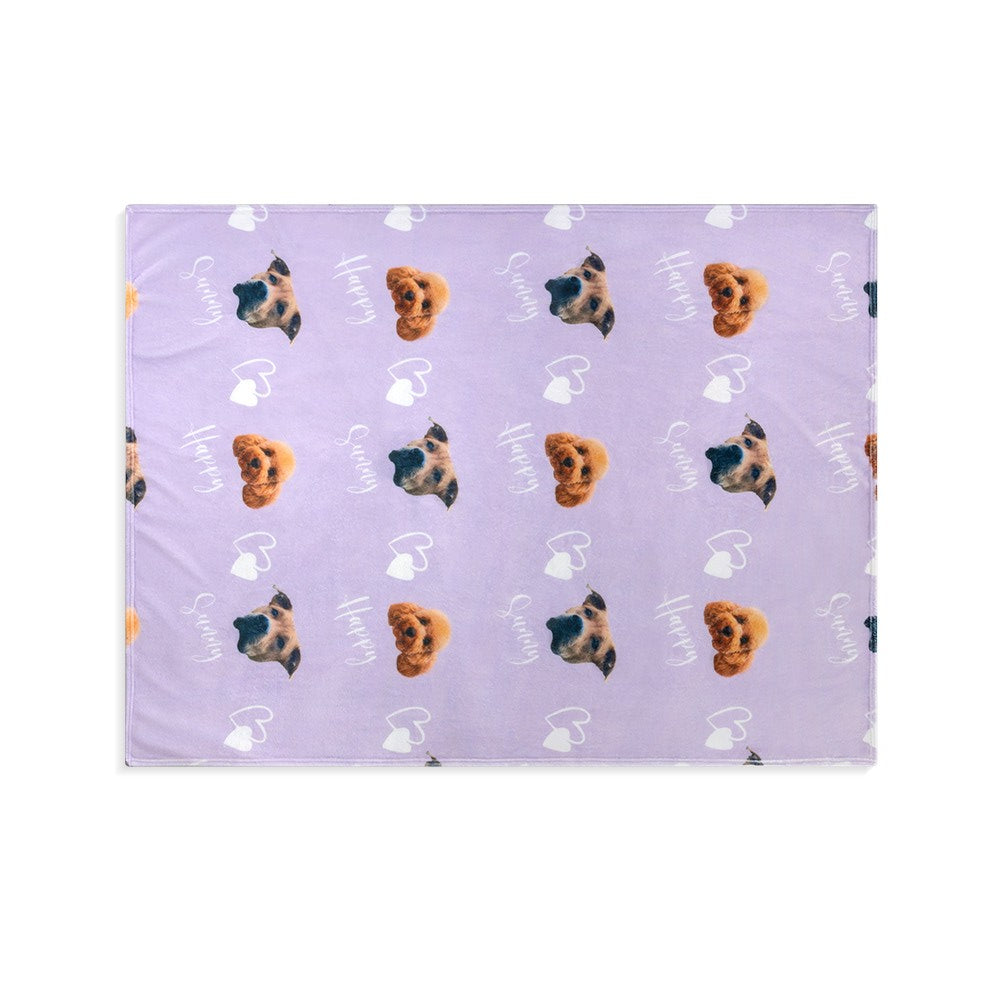 Custom Pet Photo & Name Blanket, Cozy Flannel Blanket with Multicolor Colors, Dog Face Blanket, Pet Memorial Blanket, Pet Gift for Pet Lover/Dog Mom