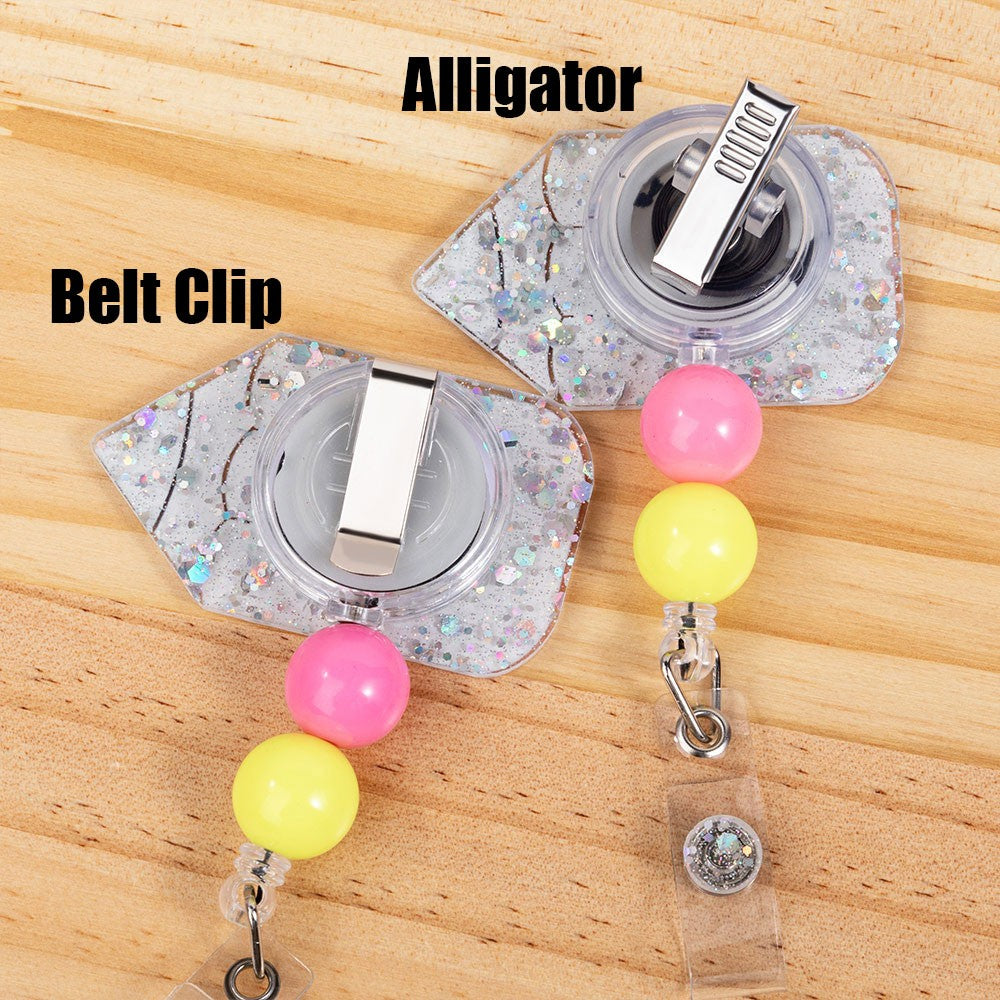Custom Pencil Glitter Badge Reel, Teacher Badge Reel with Name, Acrylic ID Holder, Back to School Gifts, Teacher Appreciation Gifts, Gifts for Teacher