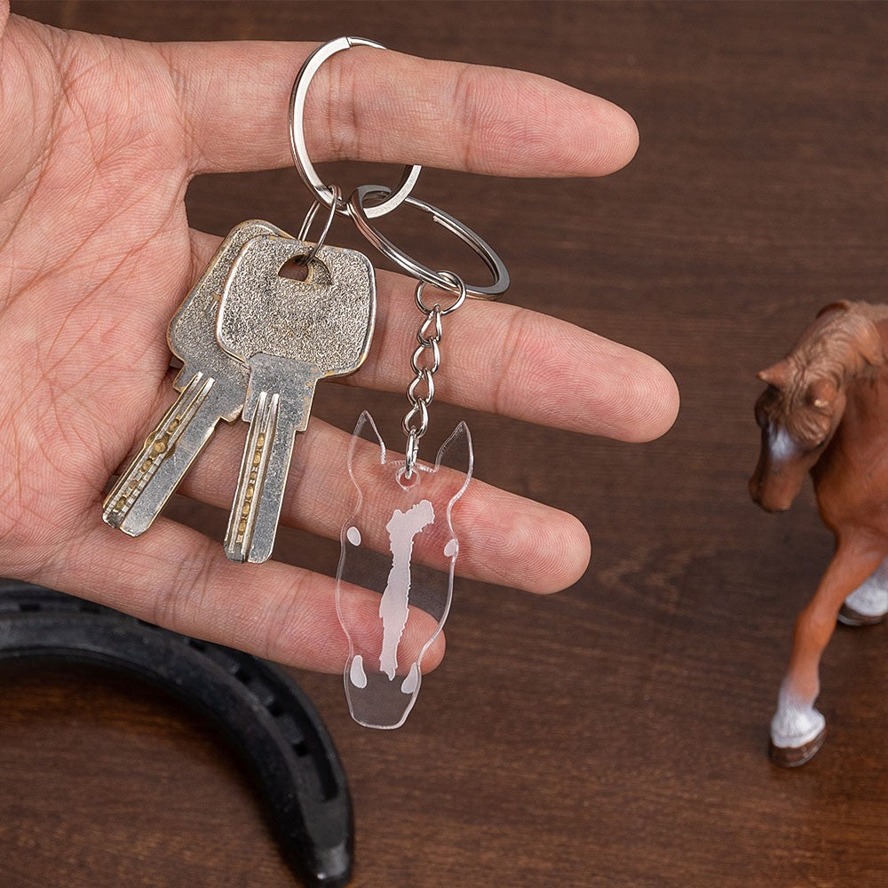 Personalized Horse Facial Marking Keychain, Custom Pet Keychain, Acrylic Horse Keychain, Horse Gift, Gift for Equestrian/Pet Lovers/Horse Lovers