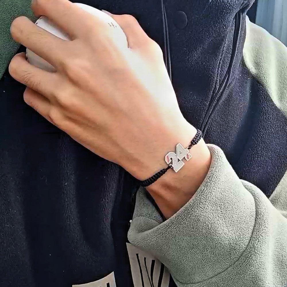 Personalized Braided Baseball Bracelet, Custom Name Jersey Number Adjustable Bracelet, Baseball/Softball Jewelry, Gift for Baseball Player/Enthusiasts