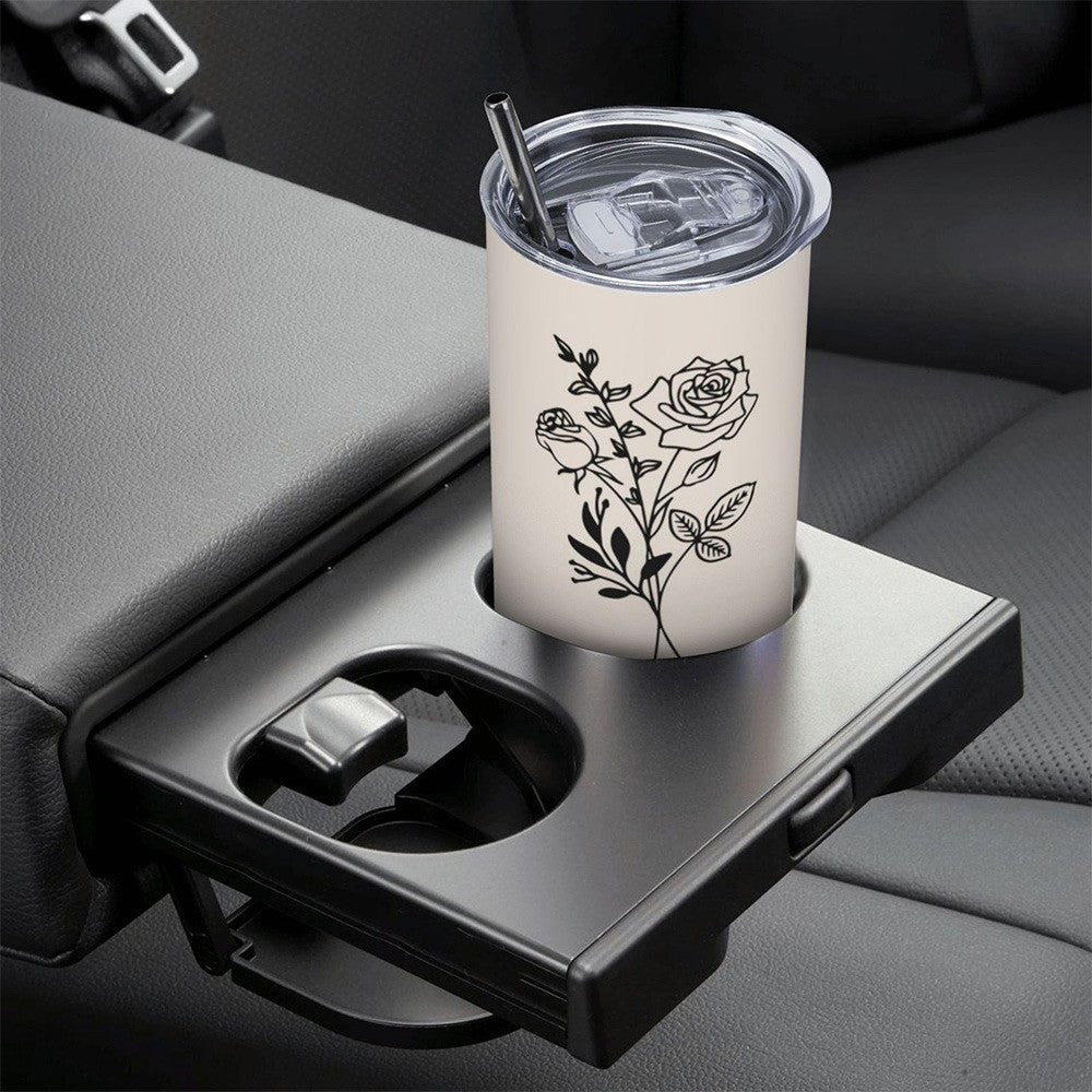Custom Name Birth Flower Tumbler, Stainless Steel 20oz Birth Flower Travel Mug with Straw, Birthday/Mother's Day Gift for Family/Friends/Bridesmaids Cup