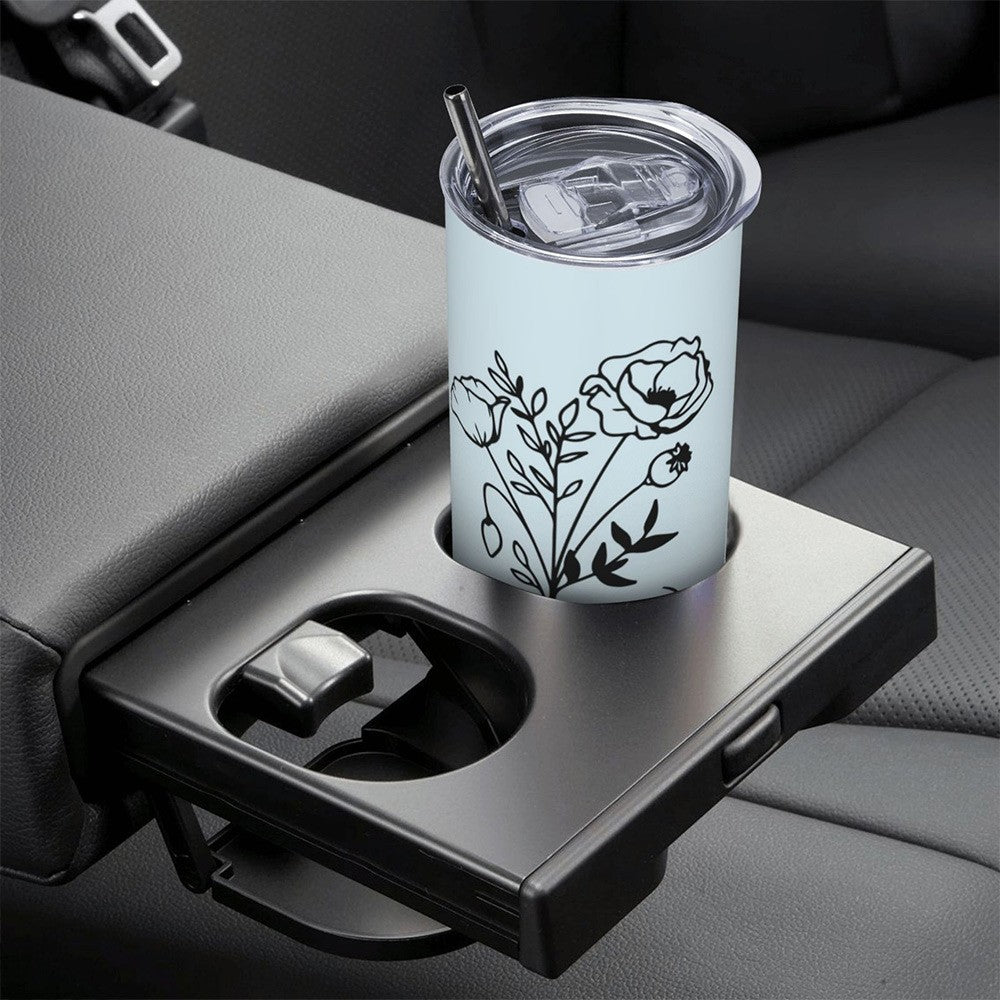 Personalized Birth Flower Tumbler, Stainless Steel 20oz Birth Flower Travel Mug with Straw, Birthday/Mother's Day Gift for Family/Friends/Bridesmaids Cup