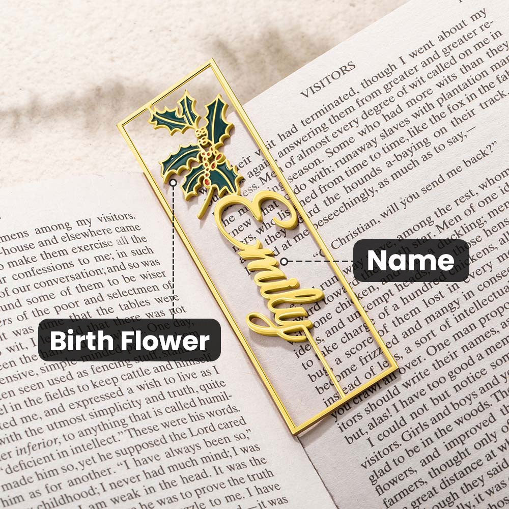 Custom Birth Flower Name Bookmark, Colorful Birthday Flower Stainless Steel Bookmarks, Gifts for Kids/Book Lovers/Reader