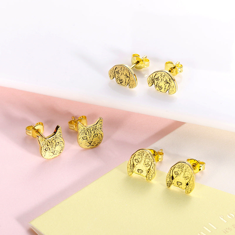 Personalized Pet Photo Stud Earrings in Silver