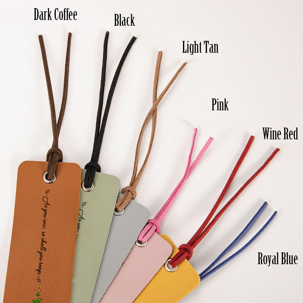 Personalized Pixel Style Leather Bookmark, Crop Growth Leather Bookmark, Pastoral Style Bookmark, Gift for Students/Family/Book Lovers/Countryside Lovers